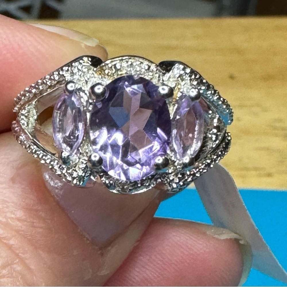 Sterling Silver, Amethyst, and Topaz Ring. Size 7. NWT.
